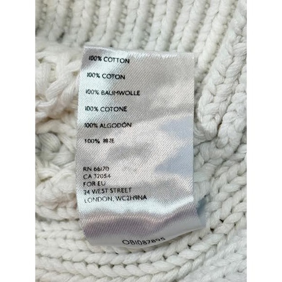 Free People White Chunky Knit Sweater Size Medium Oversized Sleeves Cable Knit - Picture 5 of 7